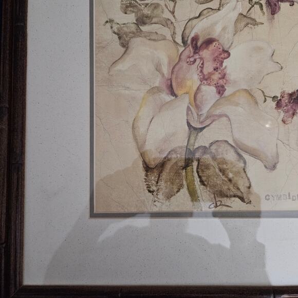 Cheri Blum Cymbidium Orchid Print Framed 14.5x14.25 Blum Global Florals 1999 - Picture 3 of 7